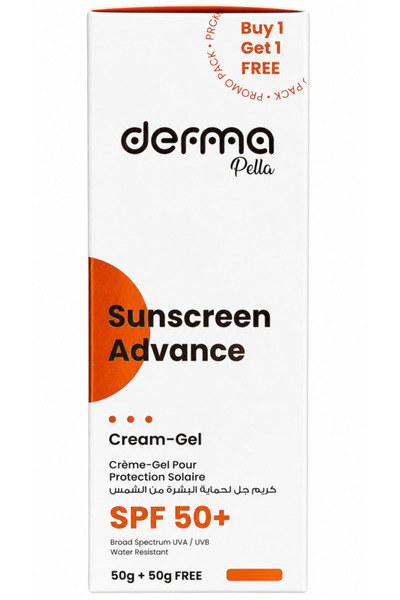 DERMA PELLA كريم جل واقي من الشمس متقدم SPF 50+ 50 جرام عبوة ترويجية 1+1 مجانًا
