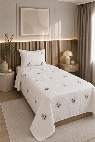 miar home perde tekstil غطاء سرير مفرد من قماش الشانيل المطرز من جاردن لوف، ق...