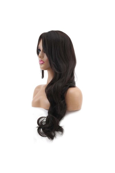 Nurdan Trend Peruk Wavy extra long fiber synthetic wig with bangs - espresso dark brown