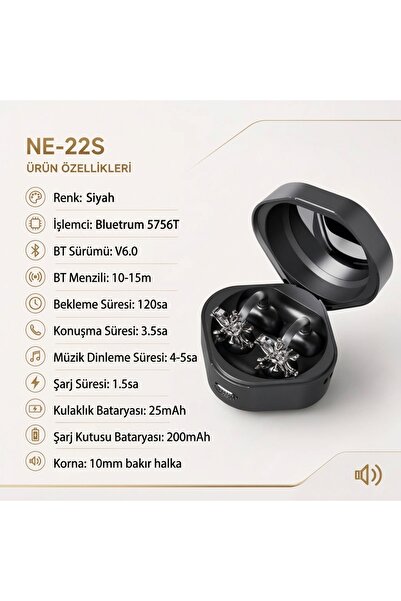 Mmctech Charmlı Klipsli Bluetooth Kulaklık Kablosuz ANC ENC Çift Mic Küpe Kulaklık