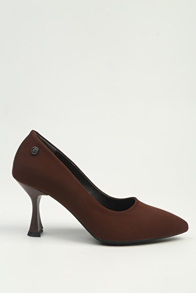 Pierre Cardin Brown Satin Textured Pointed Toe Thin Heel Shoes Pc-56068
