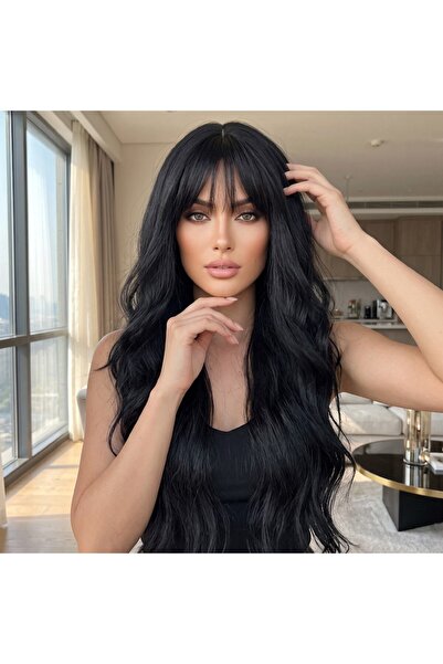 Nurdan Trend Peruk باروكة صناعية طويلة مموجة من الألياف - أسود