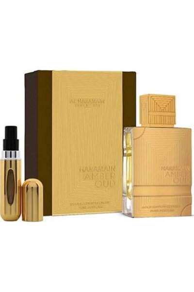 Al Haramain Set cadou Amber Oud, apă de parfum 200 ml + atomizor travel, parf...