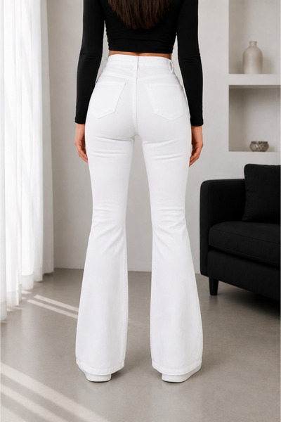 BİENAL BUTİK White Spanish Flare Jeans High Waist Jeans