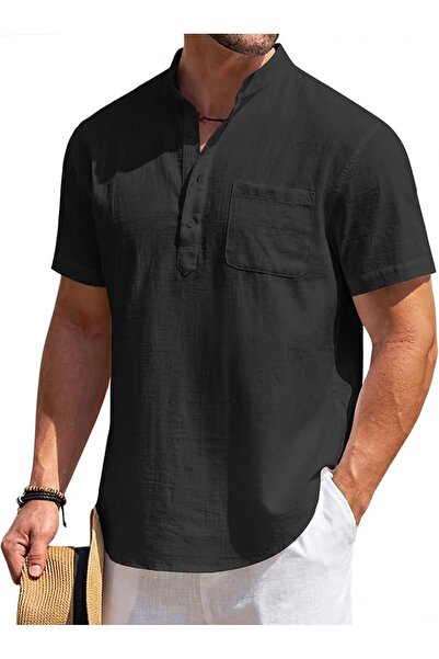 COOFANDY Men's Cotton Linen Henley Shirt Long Sleeve Hippie Casual Beach T Sh...