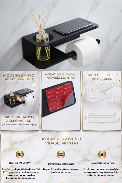 Lüks Banyo Tuvalet Kağıtlık Aksesuarı
