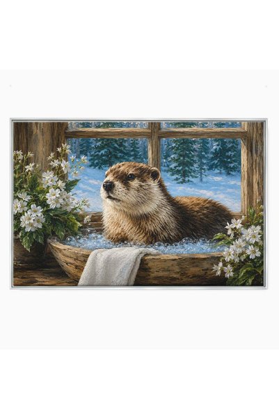 Luxcanva Tablou Canvas Vidra La Fereastra 100x70 cm cu Rama Argintiu Vidra Ia...
