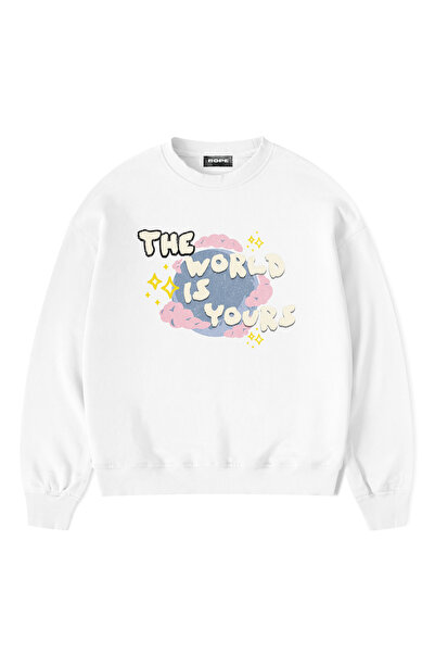 ROPE COUTURE The World Is Yours Printed Oversize Crew Neck Unisex Sweatshirt