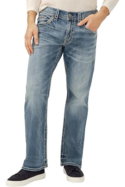 Silver Jeans Co. بنطلون جينز رجالي من زاك بقصة مستقيمة ومريحة - ليجاسي