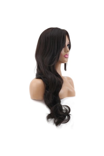 Nurdan Trend Peruk Wavy extra long fiber synthetic wig with bangs - espresso dark brown