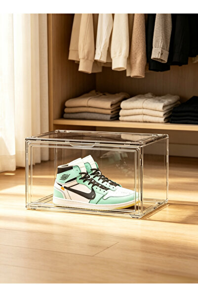 Generic Installation-free multi-layer shoe storage box - transparent visible ...