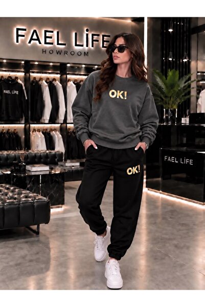 FAEL LİFE New Season Trend Model Unisex Sweatshirt and Sweatpants Set with Ar...