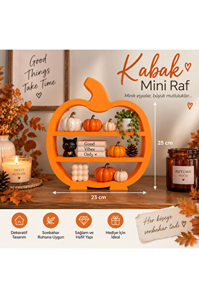Genel Markalar 3D Baskı Balkabağı Dekoratif Mini Raf – Sonbahar Temalı Organizer
