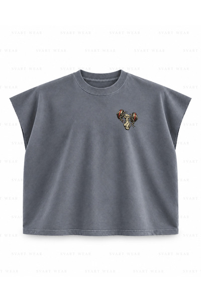 SVART WEAR Μπλουζάκι γυμναστικής χωρίς μανίκια με στάμπα αλτήρων που σπάνε τη...