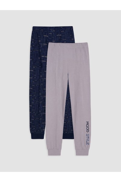 LC Waikiki Pantaloni de pijama pentru băieți, cu imprimeu text, pachet de 2