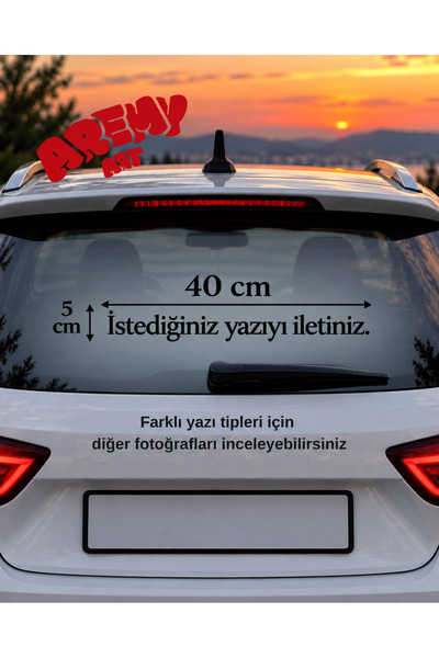 AremyART Kişiye Özel Araç Arka Cam Sticker 40x5 CM - Oto,Motor,Araç,Ev,Cam Dekor