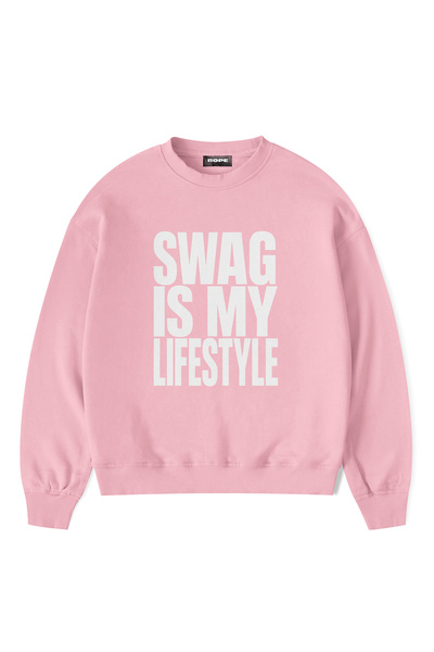 ROPE COUTURE Swag Is My Life Style Printed Oversize Crew Neck Unisex Sweatshirt