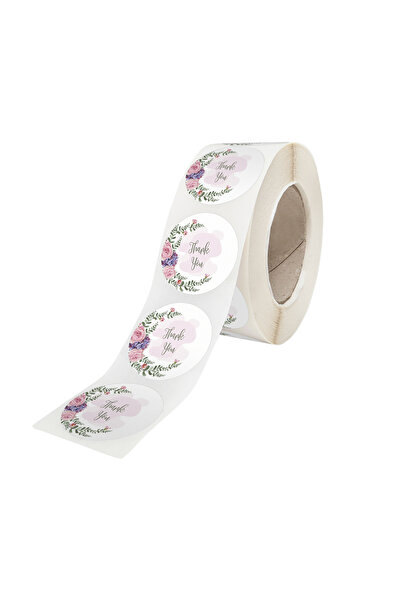 Papette Rola 200 Stickere/Etichete autoadezive Rotunde Model Thank You Pink R...