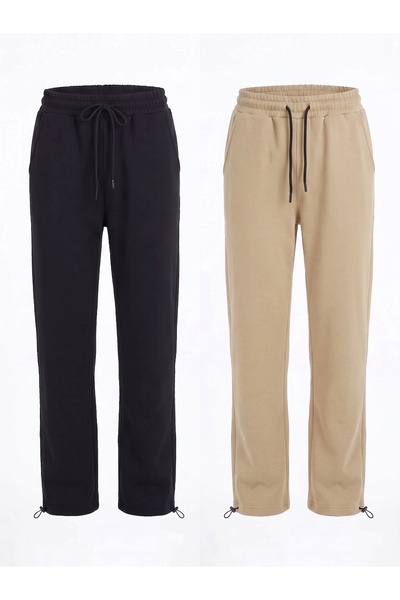 BİGMOST Baggy 2-Pack Sweatpants Set with Stopper, Tie at the Waist, Comfortab...
