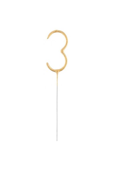 triplex Artificii model cifra 3 , 17,5 cm cm, auriu