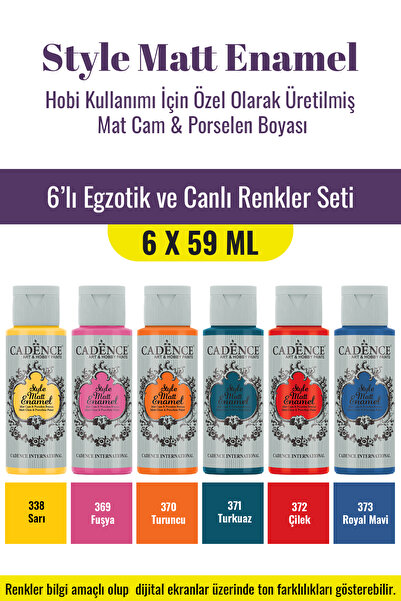 Cadence Boya 6X59ML Enamel Mat Cam Porselen Boyası - Egzotik ve Canlı Renkler Seti