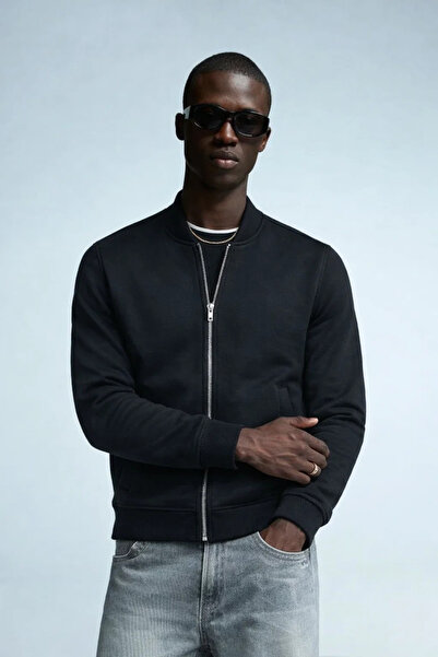 COMBİNE MİCHAİL Men's Hakim Collar Winter Black Sweatshirt