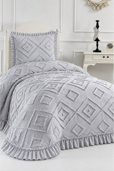 Çeyiz Diyarı Ruffle Samira 2 Piece Single Pique Set Gray