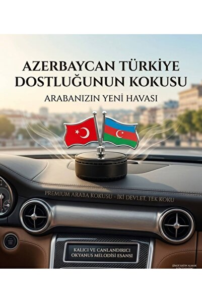 Store Araç İçi Güneş Enerjisiyle Dönen Türk ve Azerbaycan Bayraklı Aromalı Ko...