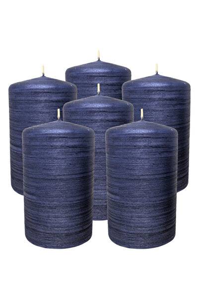 OtherMax Set 6 Lumânări Decorative Stâlp Albastru Marin 6 x 10 cm — lumânări ...