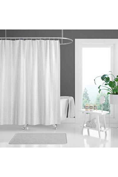 Zethome Banyo Perdesi 1x240x200 Tek Kanat Duş Perdesi Halka Hediyeli Duşakabi...