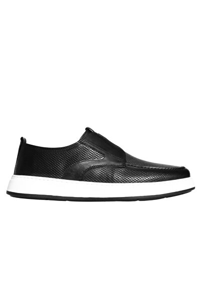Platin Black Leather Men's Casual Shoes