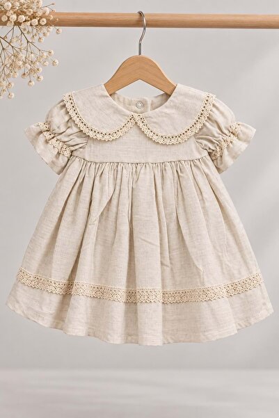 Mnk Baby&Kids Baby Girl 100% Cotton Baby Collar Short Sleeve Muslin Dress M00...