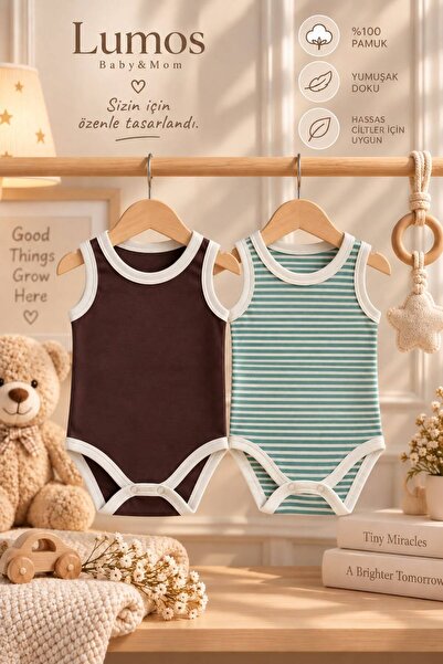 Lumos Trade 2-Piece Baby Strap Bodysuit Set, 100% Cotton, Breathable, Soft Fa...
