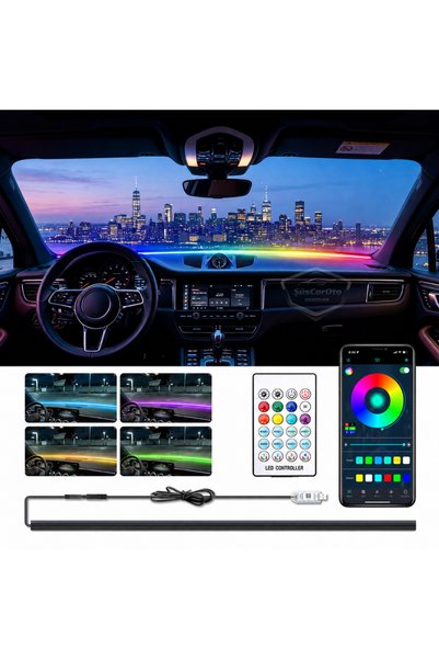 ŞüsCarOto Aksesuar Car Interior App and Remote Controlled Windshield Wick Ambiance Rgb Atmosphere Windshield Front Led Neon Lamp Insulation