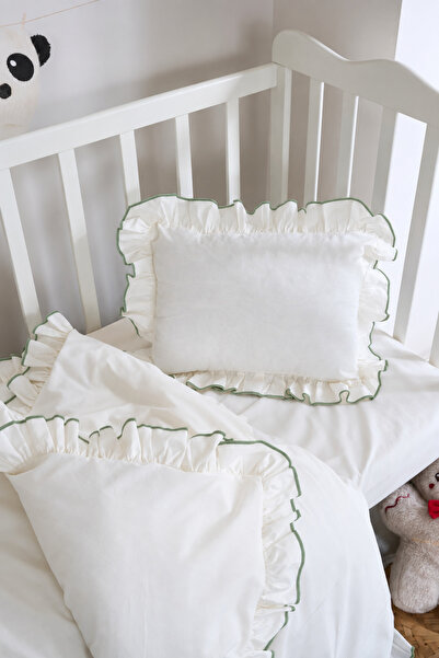 Magnolia Ruffled Baby Bedding Set |   Set of 3 (Duvet Cover-Sheet-Pillowcase)...