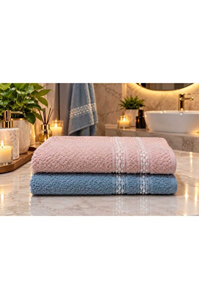 New Cotton Home منشفة حمام مكونة من قطعتين مصنوعة من القطن بنسبة 100%، مقاس 9...