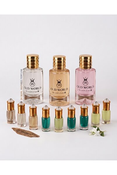 OUD WORLD Combo Set 35, White Musk, Jasmine and Aura Gentle, 3 x 50ML, with 9...