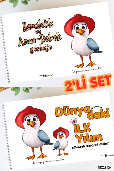 Lodos 2'Lİ SET Anı Defteri (Cute Animals Hamilelik ve Anne Bebek Anı Günlüğü)...