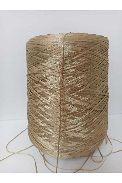 İPEK YÜN İPLİK DÜNYASI Floş Lase Örgü İpi (Parlak Altın/Bej) 1400gr