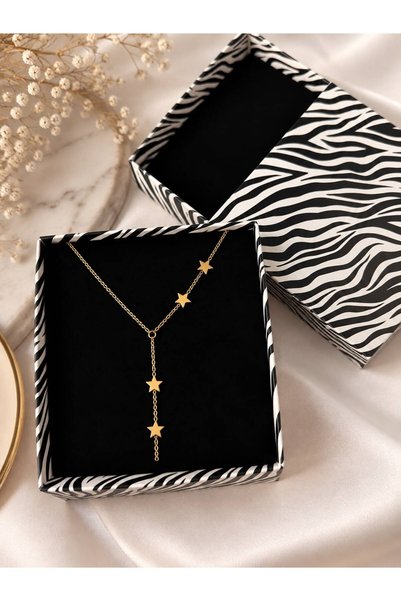 GK LUXURY & FASHION Star Y Necklace 316L Stainless Steel Gold “Anti-Allergic” Stylish Elegant Premium