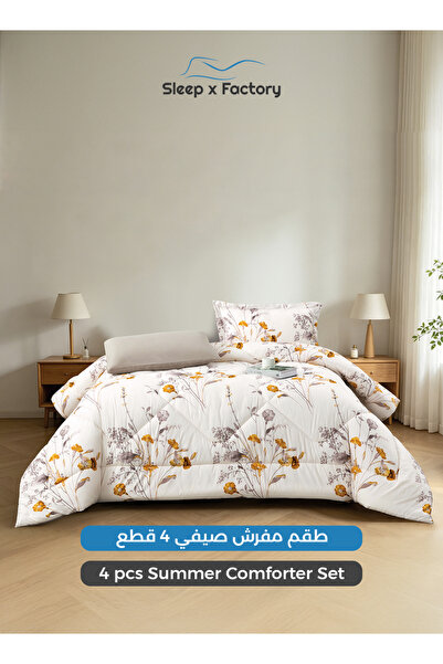 Sleep x Factory 4-Piece Reversible Double Sided Microfiber Comforter Set 140x...