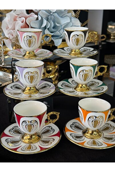 LOKMAN ZÜCCACİYE SHOWROOM Kosova Colorful Embossed Golded Standing Coffee Cup...