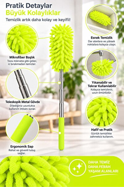 omilife Mikrofiber Makarna Mop Toz Alma Paspası Tüy Toplayıcı Çok Amaçlı Temizlik Mopu