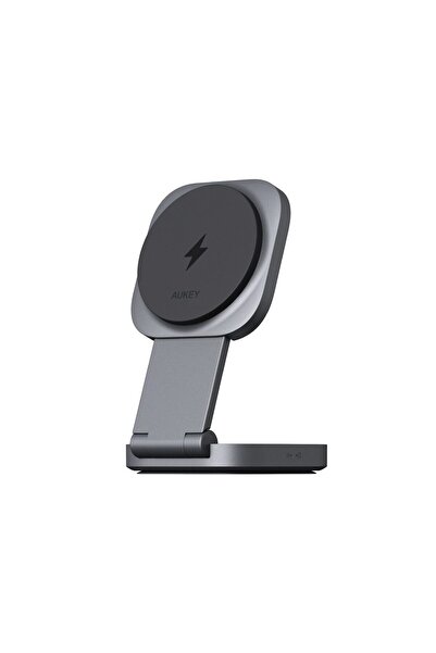 AUKEY Statia de incarcare wireless MagFusion L Qi2 2‑in‑1, 15 W, magnetica, p...