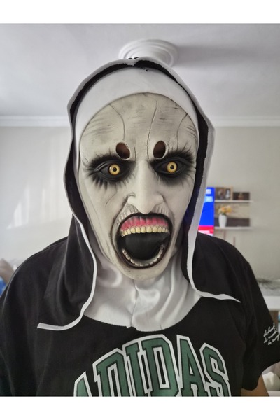 Korku Temalı Rahibe Maskesi Halloween İçin