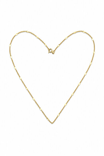 Sose Moda Patterned Brass Chain Necklace with Flat Spacer
