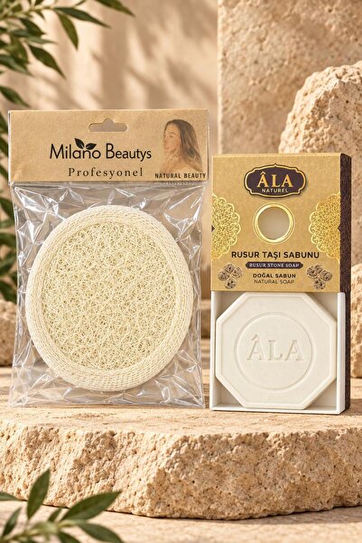 MİLANO BEAUTYS Ala Ruşur Stone Extract Organic Solid Soap - Organic Fiber wit...