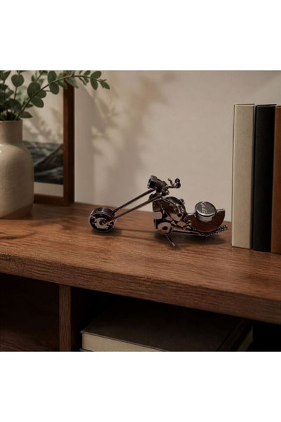 Çılgıntrend Kişiye Özel İsim Yazılı Metal Motosiklet Biblo - Dekoratif Chopper Motor Maketi Masaüstü Aksesuarı