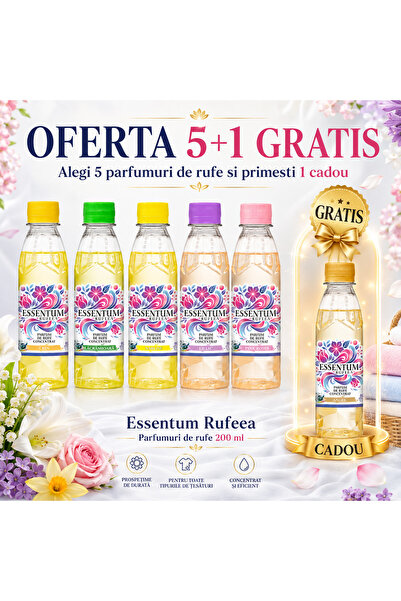 Essentum Rufeea Pachet 5x Parfum de rufe Gradina cu Flori 200 ml + 1 Parfum A...