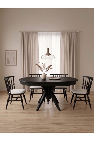 Gazzini Furniture Vintera Açılır Oval Ahşap Mutfak Masası 80x120